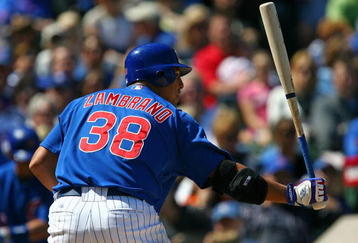 CHICAGO - AUGUST 30: Carlos Zambrano #38 of the Chicago Cubs prepares to hit against the New York Mets on August 30, 2009 at Wrigley Field in Chicago, Illinois. The Mets defeated the Cubs 4-1. (Photo by Jonathan Daniel/Getty Images) 