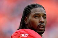 KANSAS CITY, MO - OCTOBER 11:  Dwayne Bowe #82 of the Kansas City Chiefs looks on prior to the NFL game against the Dallas Cowboys at Arrowhead Stadiumin on October 11, 2009 Kansas City, Missouri. The Cowboys defeated the Chiefs 26-20 in overtime. (Photo by Jamie Squire/Getty Images)