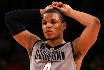 NEW YORK - MARCH 15: Chris Wright #4 of the Georgetown Hoyas looks on at the end of the game against the Pittsburgh Panthers during the final of the 2008 Big East Men's Basketball Championship at Madison Square Garden on March 15, 2008 in New York City. Pitsburgh defeated Georgetown &4-65 (Photo by Jim McIsaac/Getty Images)