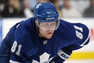TORONTO, ON - NOVEMBER 14:  Phil Kessel #81 of the Toronto Maple Leafs waits for a faceoff in a game against the Calgary Flames on November 14,2009 at the Air Canada Centre in Toronto, Ontario. The Flames won 5-2. (Photo by Claus Andersen/Getty Images) 