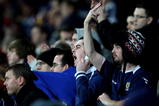 CARDIFF, WALES - NOVEMBER 14:  Scottish fans show feelings towards their team's performance during the International Friendly match between Wales and Scotland at the Cardiff City Stadium on November 14, 2009 in Cardiff, Wales.  (Photo by Richard Heathcote/Getty Images)
