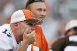 CLEVELAND - SEPTEMBER 7:  A Cleveland Browns fan looks on during the game against the Dallas Cowboys at Cleveland Browns Stadium on September 7, 2008 in Cleveland, Ohio.  (Photo by Kevin C. Cox/Getty Images)