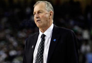 DETROIT - APRIL 04:  Head coach Jim Calhoun of the Connecticut Huskies reacts from the sideline while taking on the Michigan State Spartans during the National Semifinal game of the NCAA Division I Men's Basketball Championship at Ford Field on April 4, 2009 in Detroit, Michigan.  (Photo by Andy Lyons/Getty Images)