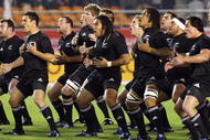 TOKYO - OCTOBER 31:  All Blacks perform the Haka before the 2009 Bledisloe Cup match between the New Zealand All Blacks and the Australian Wallabies at the National Stadium on October 31, 2009 in Tokyo, Japan.  (Photo by Junko Kimura/Getty Images)