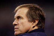 INDIANAPOLIS - NOVEMBER 15:  Head coach Bill Belichick of the New England Patriots looks on during warm ups before the game against the Indianapolis Colts at Lucas Oil Stadium on November 15, 2009 in Indianapolis, Indiana. (Photo by Andy Lyons/Getty Images)