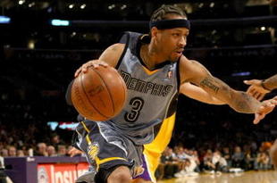 LOS ANGELES - NOVEMBER 6: Allen Iverson #3 of the Memphis Grizzlies drives against the Los Angeles Lakers on November 6, 2009 at Staples Center in Los Angeles, California. The Lakers won 114-98. NOTE TO USER: User expressly acknowledges and agrees that, by downloading and/or using this Photograph, user is consenting to the terms and conditions of the Getty Images License Agreement. (Photo by Stephen Dunn/Getty Images)