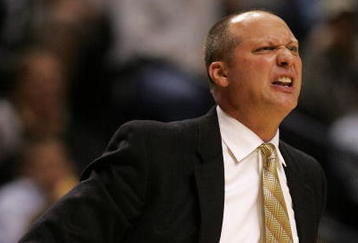 NASHVILLE, TN - MARCH 09:  Head coach Jeff Lebo of the Auburn Tigers coaches against the Vanderbilt Commodores during day 1 of the SEC Men's Basketball Conference Tournament March 9, 2006 at the Gaylord Entertainment Center in Nashville, Tennessee. Vanderbilt won 76-71.  (Photo by Andy Lyons/Getty Images)