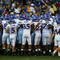 BOULDER, CO - OCTOBER 17: The Kansas Jayhawks huddle up prior to the game against the Colorado Buffaloes at Folsom Field on October 17, 2009 in Boulder, Colorado. (Photo by Garrett W. Ellwood/Getty Images)