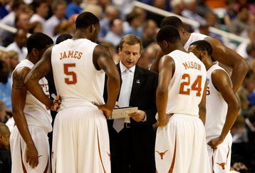 GREENSBORO, NC - MARCH 19:  Head coach Rick Barnes of the Texas Longhorns directs his team in the final minutes of their 76-62 win over the Minnesota Golden Gophers during the first round of the NCAA Division I Men's Basketball Tournament at the Greensboro Coliseum on March 19, 2009 in Greensboro, North Carolina.  (Photo by Streeter Lecka/Getty Images)
