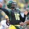 EUGENE, OR - NOVEMBER 03:  Quarterback Dennis Dixon #10 of the Oregon Ducks passes against the Arizona State Sun Devils at Autzen Stadium on November 3, 2007 in Eugene, Oregon. The Ducks defeated the Sun Devils 35-23.  (Photo by Otto Greule Jr/Getty Images)