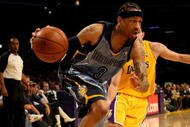 LOS ANGELES, CA - NOVEMBER 06:  Allen Iverson #3 of the Memphis Grizzlies drives against the Los Angeles Lakers on November 6, 2009 at Staples Center in Los Angeles, California. The Lakers won 114-98. NOTE TO USER: User expressly acknowledges and agrees that, by downloading and/or using this Photograph, user is consenting to the terms and conditions of the Getty Images License Agreement.  (Photo by Stephen Dunn/Getty Images)