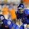 BOISE, ID - SEPTEMBER 3: Quarterback Kellen Moore #6 of the Boise State Broncos barks out signals as center Thomas Byrd #66 of the Boise State Broncos waits to snap the ball in the third quarter of the game against the Oregon Ducks at Bronco Stadium on September 3, 2009 in Boise, Idaho. Boise State won the game 19-8. (Photo by Steve Dykes/Getty Images)