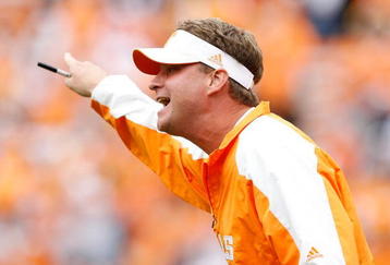 KNOXVILLE, TN - OCTOBER 10: Lane Kiffin the Head Coach of the Tennessee Volunteers is pictured during the SEC game against the Georgia Bulldogs at Neyland Stadium on October 10, 2009 in Knoxville, Tennessee. (Photo by Andy Lyons/Getty Images)