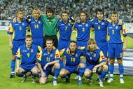 ATHENS, GREECE - JUNE 8:  The Ukraine team pose for a team photo during the FIFA World Cup 2006 group 2 qualification match between Greece and Ukraine, held at the Georgios Karaiskakis Stadium on June 8, 2005 in Athens, Greece. Back Row from left to right: Vladimir Yezerski, Andrei Gusin, Alexandr Shovkovski, Andriy Shevchenko, Sergei Fedorov, Andrey Rusol, Andriy Nesmachny Front Row from left to right: Oleg Husyev, Andriy Vorobey, Andriy Voronin, Anatoliy Tymoshyuk (Photo by Richard Heathcote/Getty Images)