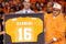 KNOXVILLE, TN - OCTOBER 29:  Former Tennesse quarterback Peyton Manning and current quarterback for the Indianapolis Colts is honored alongside his former college coach Phillip Fulmer before the start of the game against the South Carolina Gamecocks on October 29, 2005 at Neyland Stadium in Knoxville, Tennessee.  (Photo by Streeter Lecka/Getty Images)