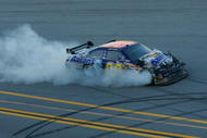 TALLADEGA, AL - NOVEMBER 01:  David Reutimann drives the #00 Aaron's Dream Machine Toyota after being wrecked in the NASCAR Sprint Cup Series AMP Energy 500 at Talladega Superspeedway on November 1, 2009 in Talladega, Alabama.  (Photo by Chris Graythen/Getty Images)