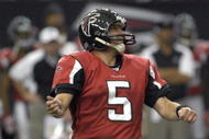 ATLANTA, GA - SEPTEMBER 30: Kicker Morten Anderson #5 of the Atlanta Falcons converts a field goal against the Houston Texans at the Georgia Dome on September 30, 2007 in Atlanta, Georgia.  The Falcons won 26 - 16. (Photo by Al Messerschmidt/Getty Images)