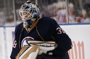 EDMONTON, AB - September 17: Goaltender Jeff Deslauriers #38 of the Edmonton Oilers looks on during warm-ups prior to the start of the preseason NHL game against the Florida Panthers on September 17, 2007 at Rexall Place in Edmonton, Alberta, Canada. The Oilers defeated the Panthers 5-4. (Photo by Tim Smith/Getty Images)