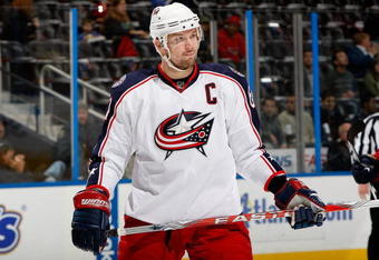 ATLANTA - NOVEMBER 05:  Rick Nash #61 of the Columbus Blue Jackets against the Atlanta Thrashers at Philips Arena on November 5, 2009 in Atlanta, Georgia.  (Photo by Kevin C. Cox/Getty Images)