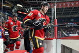 CALGARY, CANADA - OCTOBER 31: Brandon Prust #33 of the Calgary Flames makes his way to the ice for warm-up prior to their game against the Detroit Red Wings on October 31, 2009 at the Pengrowth Saddledome in Calgary, Alberta, Canada. The Red Wings defeated the Flames 3-1. (Photo by Dale MacMillan/Getty Images)