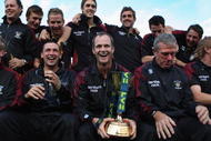 CHESTER-LE-STREET, UNITED KINGDOM - SEPTEMBER 29: Captain Dale Benkenstein with the trophy during the Presentation of the LVE Championship trophy to the 2008 winners, Durham at the County Ground on September 29, 2008 in Chester-Le-Street, England.  (Photo by Gary M. Prior/Getty Images)