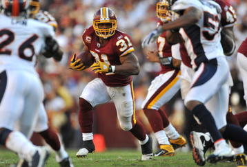 LANDOVER, MD - NOVEMBER 15:  Rock Cartwright #31 of the Washington Redskins runs the ball against the Denver Broncos at FedExField on November 15, 2009 in Landover, Maryland. The Redskins defeated the Broncos 27-17. (Photo by Larry French/Getty Images)
