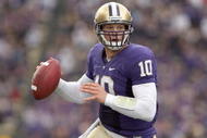 SEATTLE - OCTOBER 24:  Quarterback Jake Locker #10 of the Washington Huskies looks to pass the ball during the game against the Oregon Ducks on October 24, 2009 at Husky Stadium in Seattle, Washington. The Ducks defeated the Huskies 43-19. (Photo by Otto Greule Jr/Getty Images)