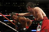 LOS ANGELES - JANUARY 24:   Shane Mosley dodges a punch from Antonio Margarito en route to Mosley's TKO in the ninth round after Margarito's corner threw in the towel during their WBA welterweight title fight on January 24, 2009 at the Staples Center in Los Angeles, California. (Photo by Donald Miralle/Getty Images)