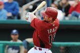 TUCSON, AZ - MARCH 09:   Chad Tracy #18 of the Arizona Diamondbacks at bat against the San Diego Padres during a Spring Training game at Tucson Electric Park on March 9, 2009 in Tucson, Arizona.  (Photo by Lisa Blumenfeld/Getty Images)