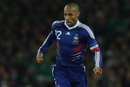 DUBLIN, IRELAND - NOVEMBER 14: France forward Thierry Henry races towards goal during the FIFA 2010 World Cup Qualifier play off first leg between Republic of Ireland and France at Croke Park on November 14, 2009 in Dublin, Ireland. (Photo by Stu Forster/Getty Images)