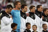 WELLINGTON, NEW ZEALAND - NOVEMBER 14:  The All Whites line up for the national anthem before the FIFA World Cup Asian Qualifying match between New Zealand and Bahrain at Westpac Stadium on November 14, 2009 in Wellington, New Zealand.  (Photo by Hannah Johnston/Getty Images)