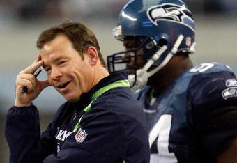 ARLINGTON, TX - NOVEMBER 01:  Head coach Jim Mora of the Seattle Seahawks at Cowboys Stadium on November 1, 2009 in Arlington, Texas.  (Photo by Ronald Martinez/Getty Images)