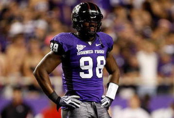 FORT WORTH, TX - NOVEMBER 14:  Defensive end Jerry Hughes #98 of the TCU Horned Frogs at Amon G. Carter Stadium on November 14, 2009 in Fort Worth, Texas.  (Photo by Ronald Martinez/Getty Images)