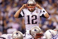 INDIANAPOLIS - NOVEMBER 15: Quarterback Tom Brady #12 of the New England Patriots calls a play in the fourth quarter of the game against the Indianapolis Colts at Lucas Oil Stadium on November 15, 2009 in Indianapolis, Indiana. The Colts won the game 35-34. (Photo by Jamie Squire/Getty Images)