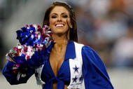 ARLINGTON, TX - NOVEMBER 01:  A Dallas Cowboys Cheerleader performs at Cowboys Stadium on November 1, 2009 in Arlington, Texas.  (Photo by Ronald Martinez/Getty Images)