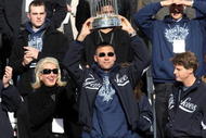 NEW YORK - NOVEMBER 06:  Captain Derek Jeter #2 of the New York Yankees celebrates with the championship trophy during the New York Yankees World Series Victory Celebration at City Hall on November 6, 2009 in New York, New York.  (Photo by Jim McIsaac/Getty Images)