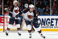 UNIONDALE, NY - NOVEMBER 07:  Nik Antropov #80 of the Atlanta Thrashers skates against the New York Islanders on November 7, 2009 at Nassau Coliseum in Uniondale, New York.  (Photo by Jim McIsaac/Getty Images)