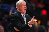 NEW YORK - NOVEMBER 19:  Head coach Jim Boeheim of the Syracuse Orange looks on against the California Golden Bears during their semifinal game of the 2K Sports Classic on  November 19, 2009 at Madison Square Garden in New York City.  (Photo by Jim McIsaac/Getty Images)