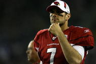 TAMPA, FL - FEBRUARY 01:  Quarterback Matt Leinart #7 of the Arizona Cardinals looks on against the Pittsburgh Steelers during Super Bowl XLIII on February 1, 2009 at Raymond James Stadium in Tampa, Florida.  (Photo by Jamie Squire/Getty Images)