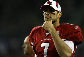 TAMPA, FL - FEBRUARY 01:  Quarterback Matt Leinart #7 of the Arizona Cardinals looks on against the Pittsburgh Steelers during Super Bowl XLIII on February 1, 2009 at Raymond James Stadium in Tampa, Florida.  (Photo by Jamie Squire/Getty Images)