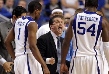 LEXINGTON, KY - NOVEMBER 19:  John Calipari the Head Coach of the Kentucky Wildcats gives instructions to his team during the game against the Sam Houston State Bearkats at Rupp Arena on November 19, 2009 in Lexington, Kentucky.  (Photo by Andy Lyons/Getty Images)