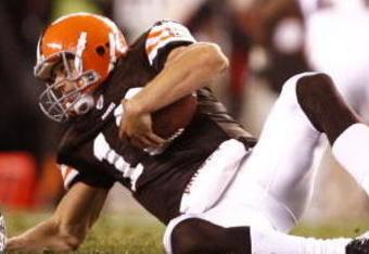 CLEVELAND - NOVEMBER 16: Ray Lewis #52 of the Baltimore Ravens sacks Brady Quinn #10 of the Cleveland Browns in the third quarter at Cleveland Browns Stadium on November 16, 2009 in Cleveland, Ohio.  (Photo by Matt Sullivan/Getty Images)