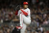 NEW YORK - NOVEMBER 04:  Starting pitcher Pedro Martinez #45 of the Philadelphia Phillies throws a pitch against the New York Yankees in Game Six of the 2009 MLB World Series at Yankee Stadium on November 4, 2009 in the Bronx borough of New York City.  (Photo by Nick Laham/Getty Images)