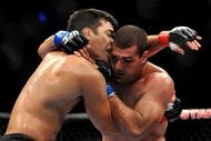 LOS ANGELES, CA - OCTOBER 24: UFC Light Heavyweight Champion Lyoto Machida (R) battles with UFC Light Heavyweight challenger Mauricio Rua (L) during their title fight at UFC 104 at Staples Center on October 24, 2009 in Los Angeles, California. Machida retained his title by way of unanimous decision. (Photo by Jon Kopaloff/Getty Images)