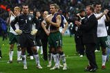 PARIS - FRANCE-NOVEMBER 18: Shay Given (L),Liam Lawrence (C) and Darron Gibson (R) of Ireland react after the 1-1 draw which saw Ireland lose 2-1 on aggregate during the France v Republic of Ireland FIFA 2010 World Cup Qualifying Play Off second leg match at the Stade de France on November 18, 2009 in Paris, France.  (Photo by Michael Steele/Getty Images)