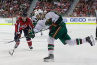 WASHINGTON - NOVEMBER 13: Owen Nolan #11 of the Minnesota Wild skates against the Washington Capitals at the Verizon Center on November 13, 2009 in Washington, DC.  (Photo by Bruce Bennett/Getty Images)