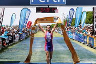 PERTH, AUSTRALIA - OCTOBER 25: Timothy O'Donnell of the USA celebrates winning the 2009 Perth ITU Long Distance World Championships at Langley Park on October 25, 2009 in Perth, Australia. (Photo by Paul Kane/Getty Images)
