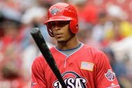 ST. LOUIS, MO - JULY 12: U.S. Futures All-Star Desmond Jennings of the Tampa Bay Rays stands at the plate during the 2009 XM All-Star Futures Game at Busch Stadium on July 12, 2009 in St. Louis, Missouri. (Photo by Jamie Squire/Getty Images)