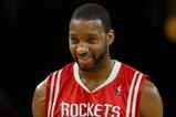 OAKLAND, CA - DECEMBER 12:  Tracy McGrady #1 of the Houston Rockets smiles during the game against the Golden State Warriors on December 12, 2008 at Oracle Arena in Oakland, California.  The Rockets won 119-108.  NOTE TO USER: User expressly acknowledges and agrees that, by downloading and or using this photograph, User is consenting to the terms and conditions of the Getty Images License Agreement.  (Photo by Jed Jacobsohn/Getty Images)