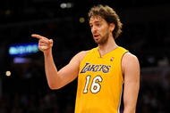LOS ANGELES, CA - NOVEMBER 19:  Pau Gasol #16 of the Los Angeles Lakers stands on the court during the game against the Chicago Bulls on November 19, 2009 at Staples Center in Los Angeles, California.  NOTE TO USER: User expressly acknowledges and agrees that, by downloading and/or using this Photograph, User is consenting to the terms and conditions of the Getty Images License Agreement.   (Photo by Harry How/Getty Images)